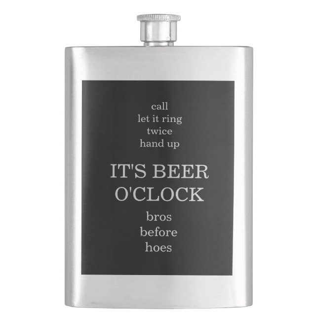 Bros Before Hoes Groomsmen Wedding Flask (Front)