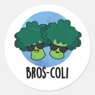 Bros-coli Funny Veggie Broccoli Pun  Classic Round Sticker