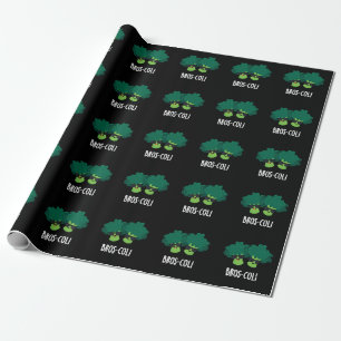 Bros-coli Funny Veggie Broccoli Pun Dark BG Wrapping Paper