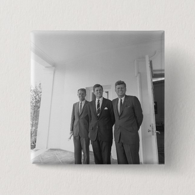 Bros, President John Kennedy,  Robert & Ted 15 Cm Square Badge (Front)