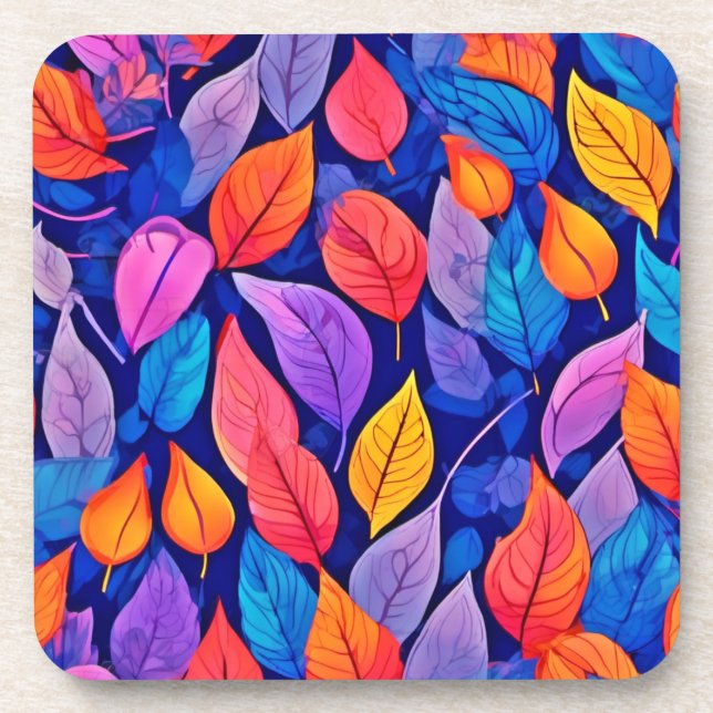 Brothel style: Vibrant Leaf Patterns Coaster (Front)