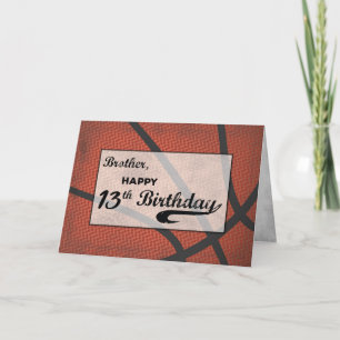Brother 13th Birthday Basketball Large Distressed Card