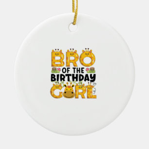 Brother 1st Birthday Girl Giraffe Theme Party Zoo  Ceramic Ornament