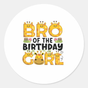Brother 1st Birthday Girl Giraffe Theme Party Zoo Classic Round Sticker