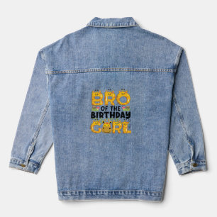 Brother 1st Birthday Girl Giraffe Theme Party Zoo  Denim Jacket