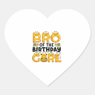 Brother 1st Birthday Girl Giraffe Theme Party Zoo Heart Sticker