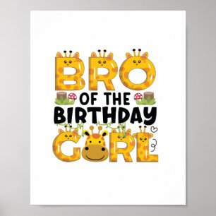 Brother 1st Birthday Girl Giraffe Theme Party Zoo Poster