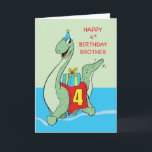 Brother, 4th Birthday Dinosaur Card<br><div class="desc">The idea of dinosaurs has always astounded kids all around the world. So when your dearest brother is bound to celebrate his 4th birthday soon then this is the card to give him.</div>