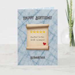 Brother 5 star review blue birthday card