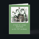 Brother 70th Birthday Frogs Toasting with Beer Card<br><div class="desc">Happy 70th to your brother! Send this card with funny toads drinking and having fun. This will surely make your brother smile as you wish him the best birthday ever! 
Vintage image courtesy of Clipart.</div>