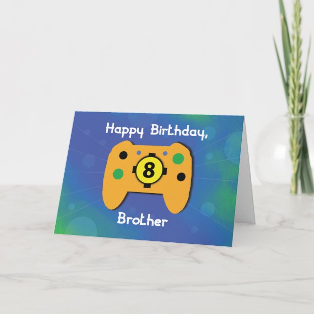 Brother 8 Year Old Birthday Gamer Controller Card (Front)