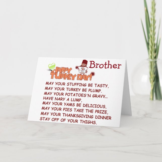 ***BROTHER*** ACROSS THE MILES AT *THANKSGIVING* HOLIDAY CARD (Front)