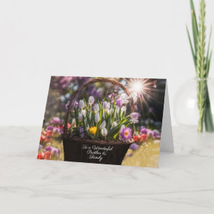 Brother and Family Happy Easter Basket of Tulips Card