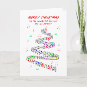 Brother and his Partner Sheet Music Christmas Holiday Card