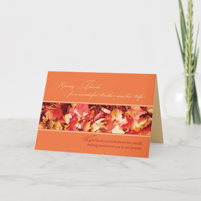 Brother and His Wife Thanksgiving Religious, Leave Holiday Card (Front)