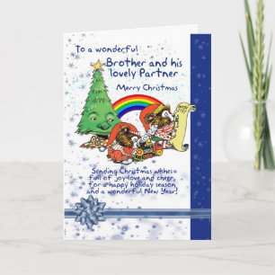 Brother And Partner Christmas Card With Elves - Ga