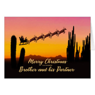 Brother and Partner Christmas Santa Over Desert