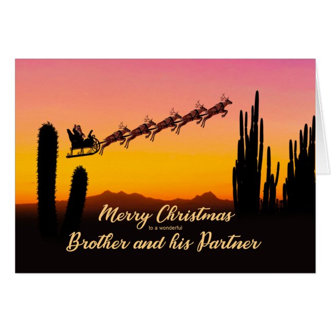 Brother and Partner Christmas Santa Over Desert (Front Horizontal)