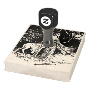 Brother and Sister Grimm Fairy tale fawn vintage Rubber Stamp