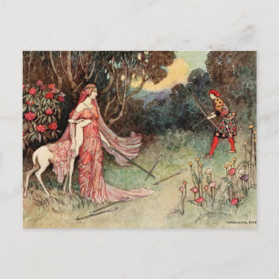 Brother and sister Grimm - Warwick Goble fairytale Postcard