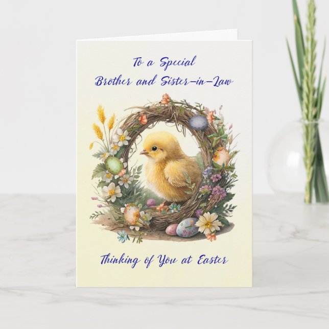 Brother and Sister-in-Law Easter Chick Grapevine Card (Front)