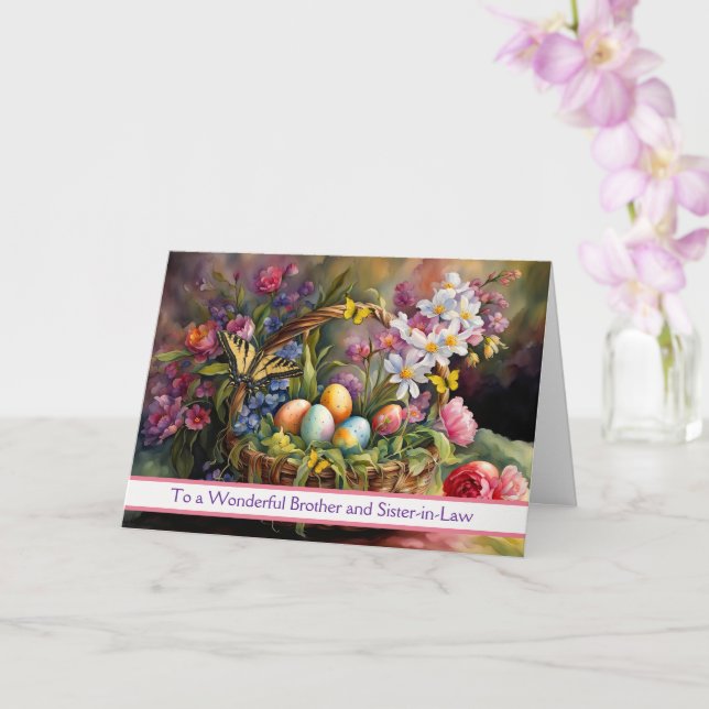 Brother and Sister in Law Happy Easter Basket Card (Orchid)