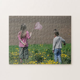 Brother and sister in summer day. jigsaw puzzle