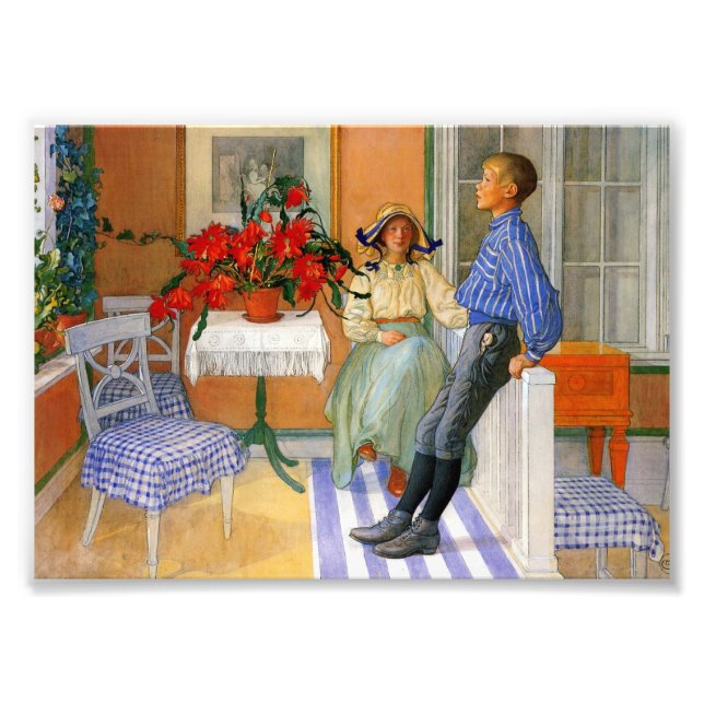 Brother and Sister in the Sunroom 1911 Photo Print (Front)