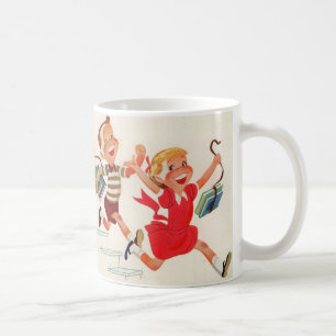 brother and sister on their way to school coffee mug
