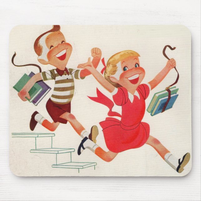 brother and sister on their way to school mouse pad (Front)