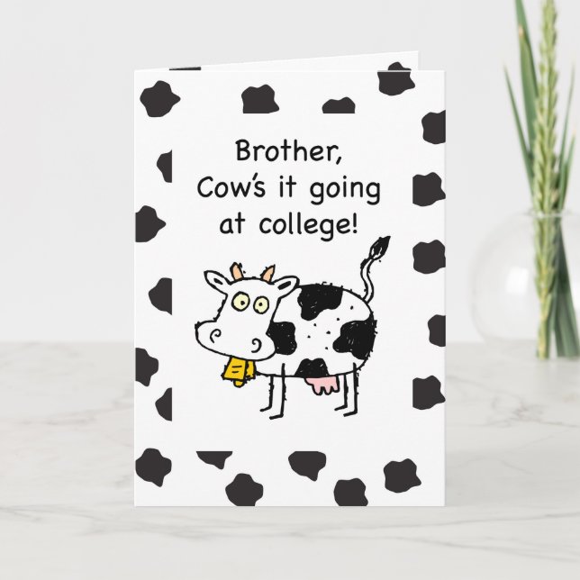 Brother Away at College Thinking of You Funny Cow Card (Front)