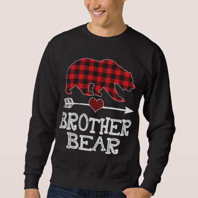 Brother Bear Christmas Pajama Red Plaid Buffalo Fa Sweatshirt (Front)