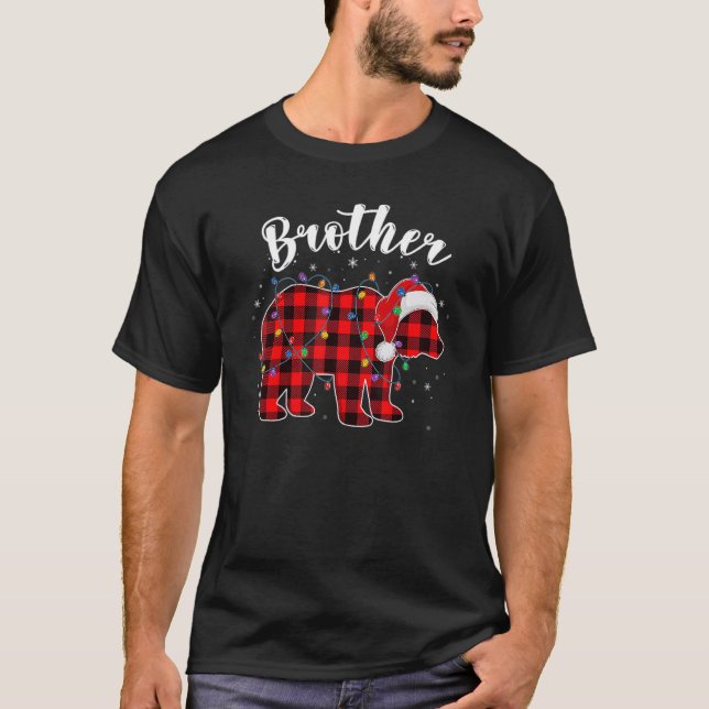 Brother Bear Christmas Pajama Red Plaid Buffalo Fa T-Shirt (Front)