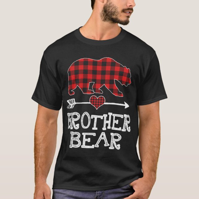 Brother Bear Christmas Pajama Red Plaid Buffalo Fa T-Shirt (Front)