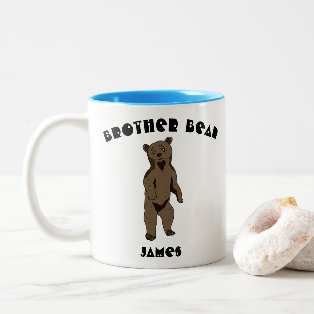 Brother Bear Personalised Two-Tone Coffee Mug (With Donut)