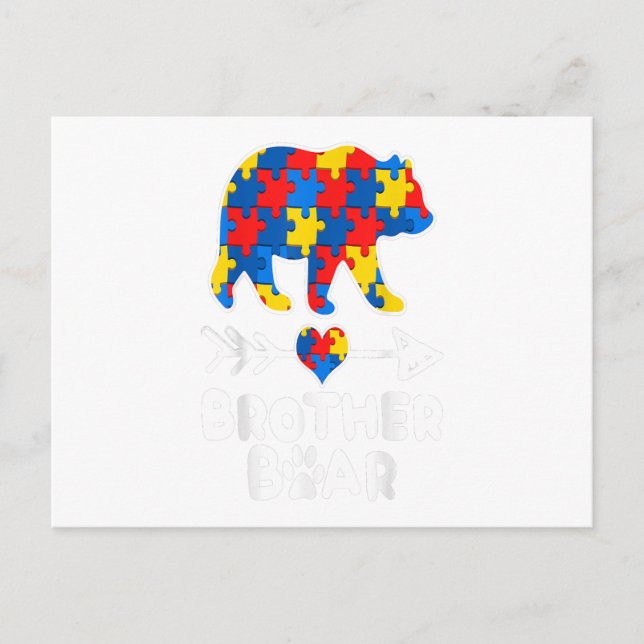 Brother Bear Puzzle Autism Awareness Family Gift Announcement Postcard (Front)