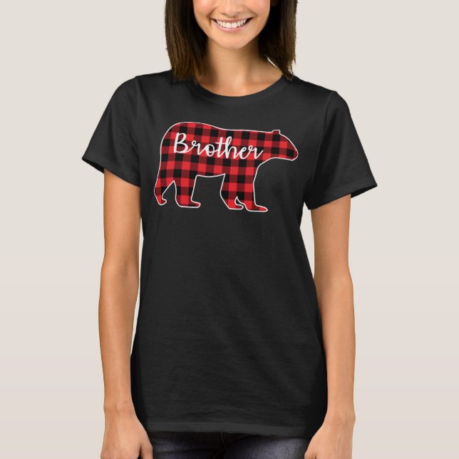 Brother Bear Red Plaid Design Family Matching Chri T-Shirt (Front)