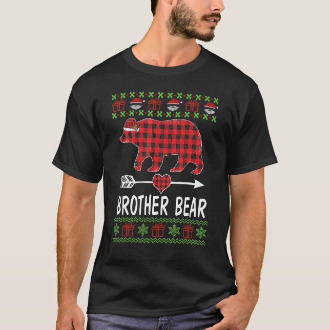 Brother Bear Santa Red Plaid Family Pyjamas For Ch T-Shirt (Front)