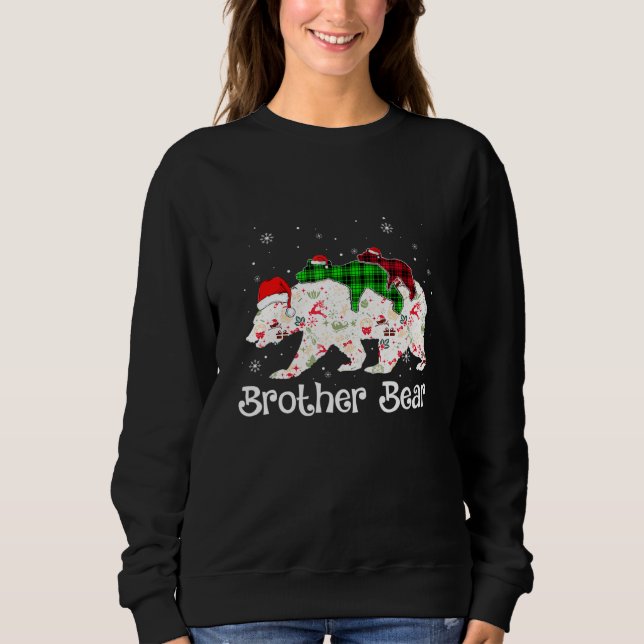 Brother Bear Two Cubs Red Green Plaid Christmas Pa Sweatshirt (Front)