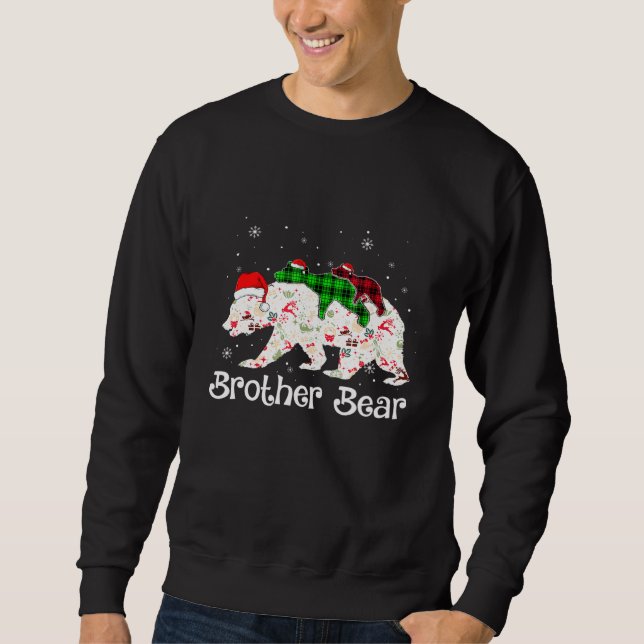 Brother Bear Two Cubs Red Green Plaid Christmas Pa Sweatshirt (Front)