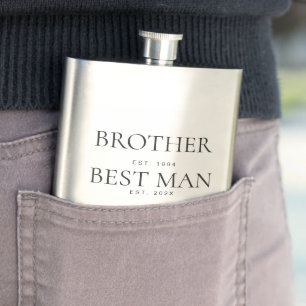 Brother Best Man Wedding Groomsman Custom Est Hip Flask