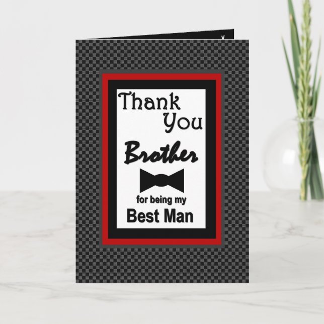 BROTHER Best Man Wedding Thank You with Bow Tie Card (Front)