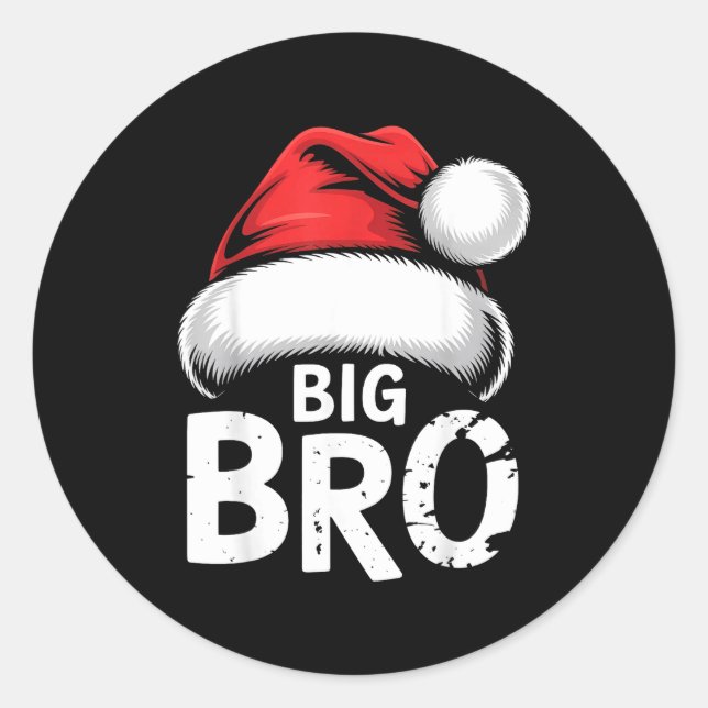 Brother Big Christmas Santa Family Matching Pajama Classic Round Sticker (Front)