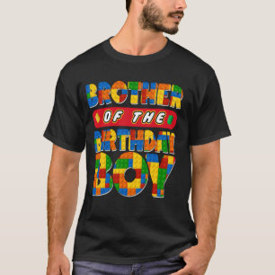 Brother Birthday Boy Building Bricks Family Party  T-Shirt