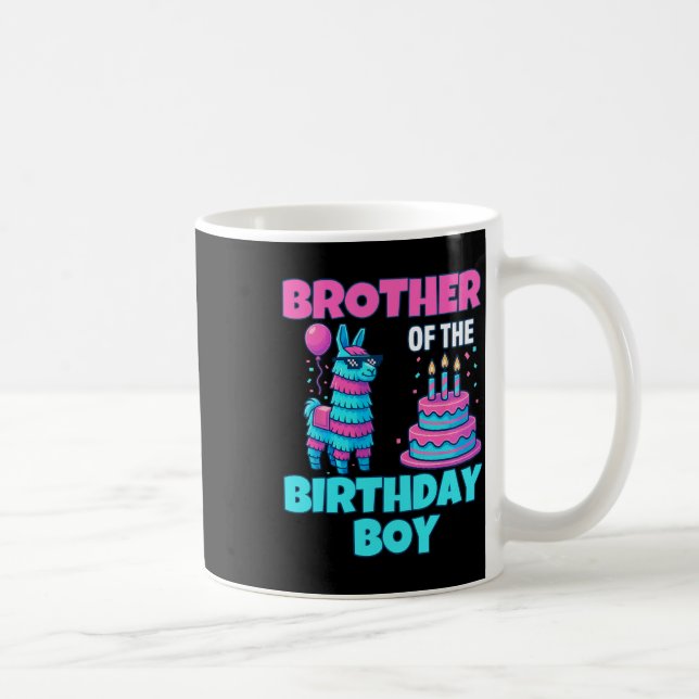 Brother Birthday Boy Llama Pinata Party Family Mat Coffee Mug (Right)