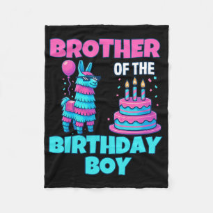 Brother Birthday Boy Llama Pinata Party Family Mat Fleece Blanket