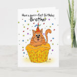 brother birthday card with ginger cupcake cat<br><div class="desc">brother birthday card with ginger cupcake cat</div>