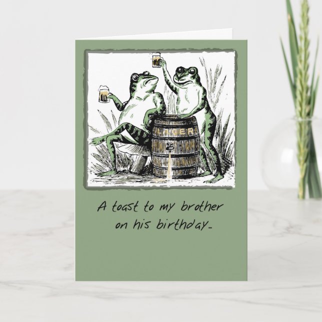 Brother, Birthday Frogs with Beer Card (Front)