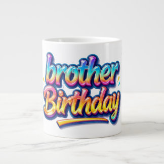 Brother Birthday Gift Colourful Rainbow Text Large Coffee Mug