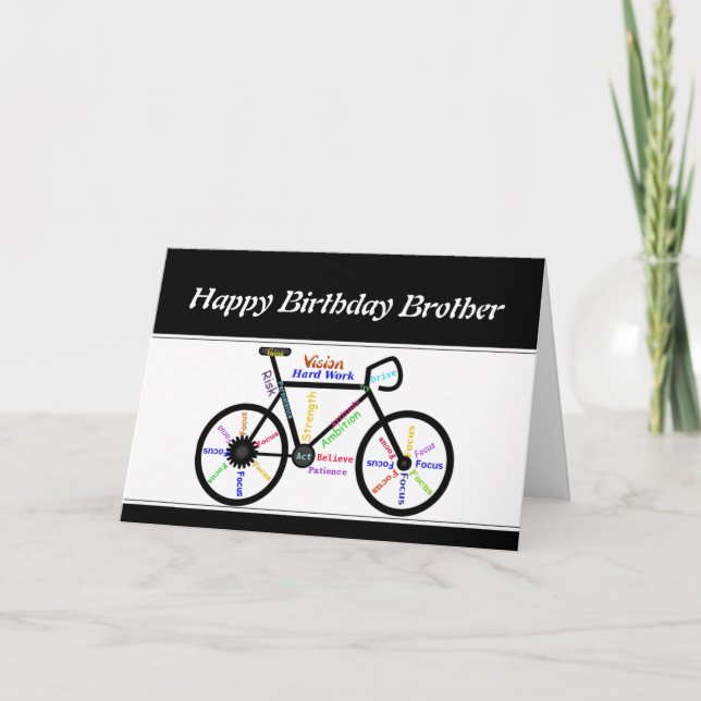 Brother Birthday Motivational Bike Bicycle Cycling Card (Front)